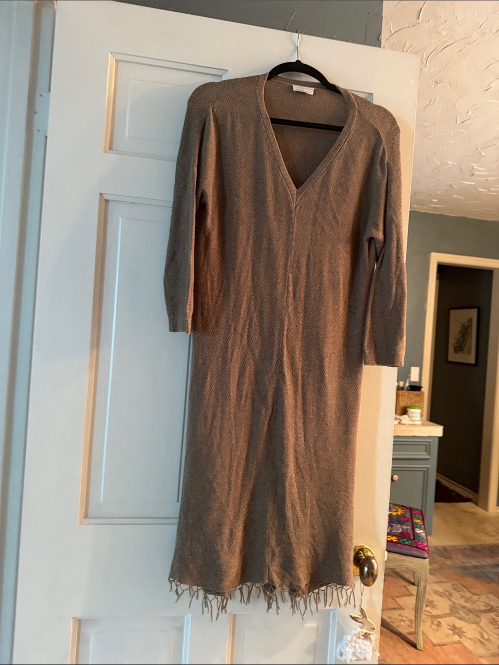 Wrap London Taupe V-Neck Midi Dress